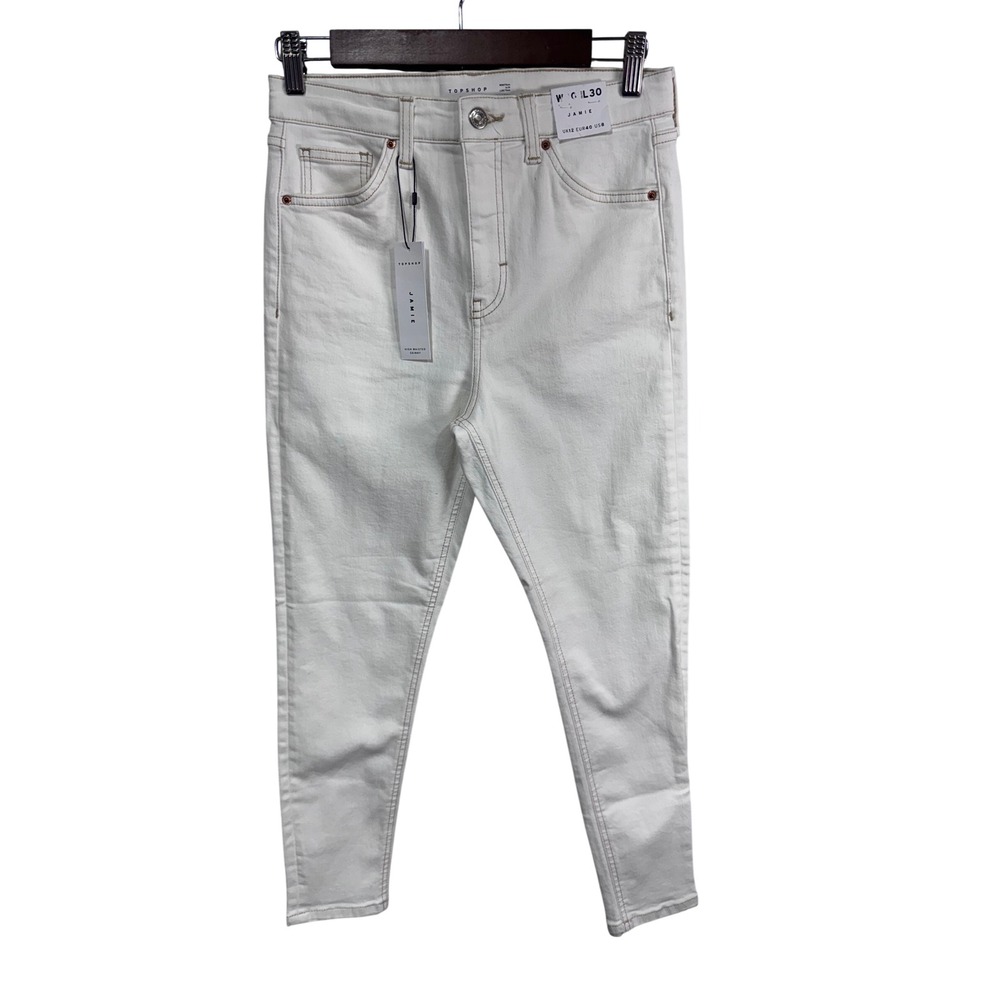 Topshop Jamie White High‎ Waisted Skinny Jeans Minimalist Women's 8